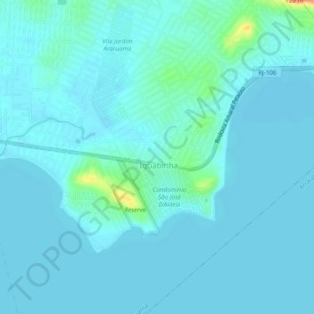Mappa topografica Iguaba Pequena, altitudine, rilievo