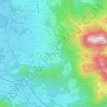 Mappa topografica Birkenstein, altitudine, rilievo
