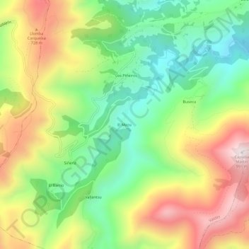 Mappa topografica El Mazo, altitudine, rilievo