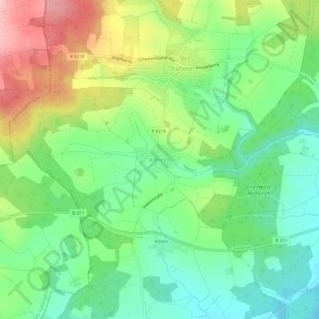 Mappa topografica Altheim, altitudine, rilievo
