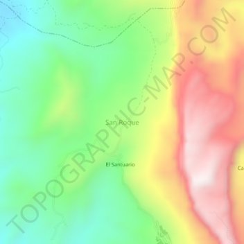 Mappa topografica San Roque, altitudine, rilievo