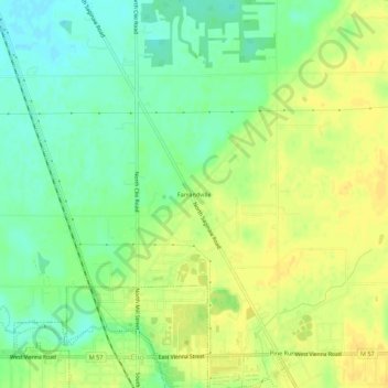 Mappa topografica Farrandville, altitudine, rilievo