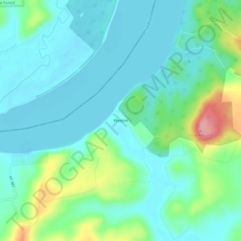 Mappa topografica Weston, altitudine, rilievo