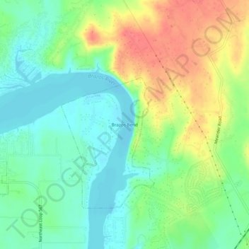 Mappa topografica Brazos Bend, altitudine, rilievo