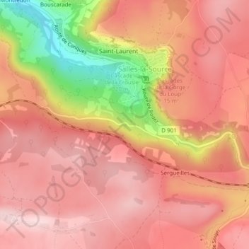Mappa topografica Le Mazes, altitudine, rilievo