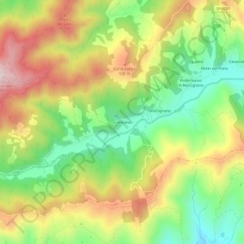 Mappa topografica Gabbiano, altitudine, rilievo