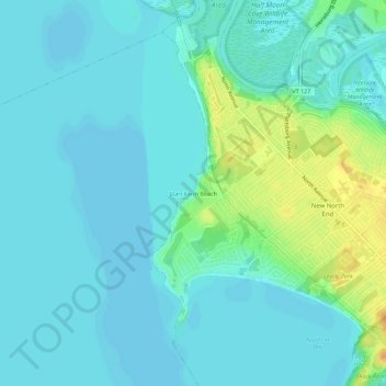 Mappa topografica Starr Farm Beach, altitudine, rilievo