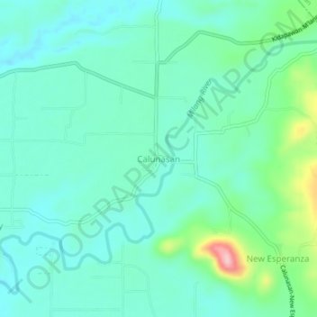 Mappa topografica Calunasan, altitudine, rilievo