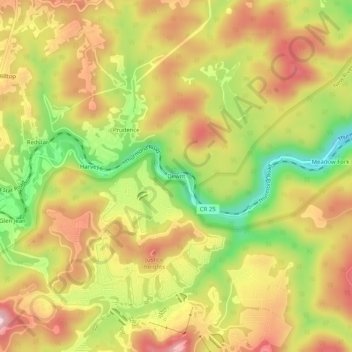 Mappa topografica Dewitt, altitudine, rilievo