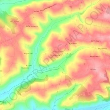 Mappa topografica Boissonnade, altitudine, rilievo