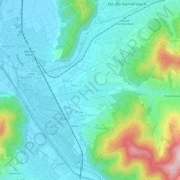 Mappa topografica Unterentersbach, altitudine, rilievo