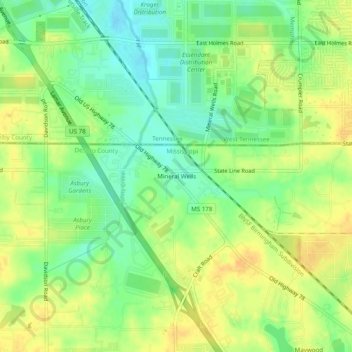 Mappa topografica Mineral Wells, altitudine, rilievo