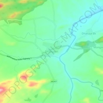 Mappa topografica Dhadgaon, altitudine, rilievo