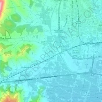 Mappa topografica Pontelungo, altitudine, rilievo