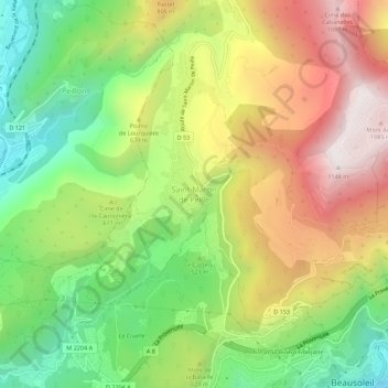 Mappa topografica Saint-Martin de Peille, altitudine, rilievo