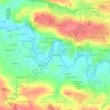 Mappa topografica Le Val Giffard, altitudine, rilievo