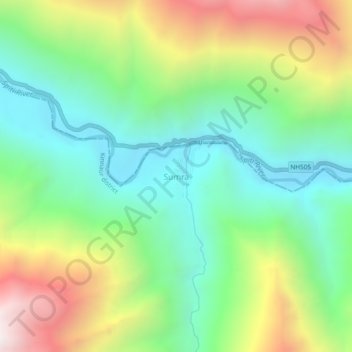 Mappa topografica Sumra, altitudine, rilievo
