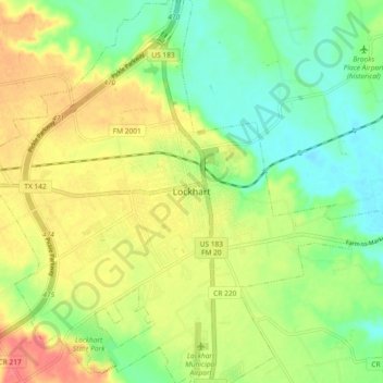 Mappa topografica Lockhart, altitudine, rilievo