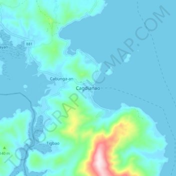 Mappa topografica Cagdianao, altitudine, rilievo
