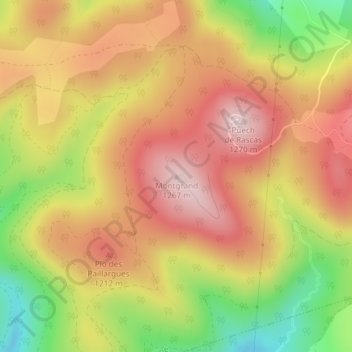 Mappa topografica Montgrand, altitudine, rilievo