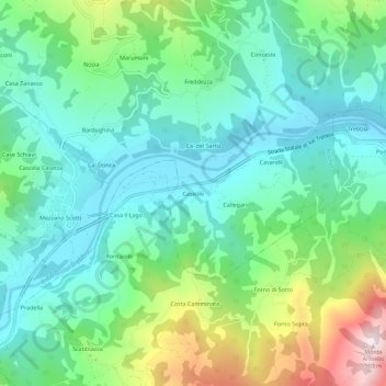 Mappa topografica Cassolo, altitudine, rilievo