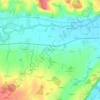 Mappa topografica Kühnham, altitudine, rilievo