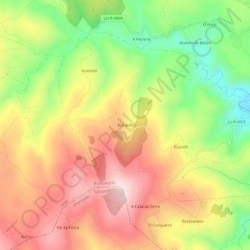 Mappa topografica Biduedo, altitudine, rilievo
