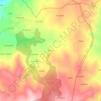 Mappa topografica Abeleda, altitudine, rilievo