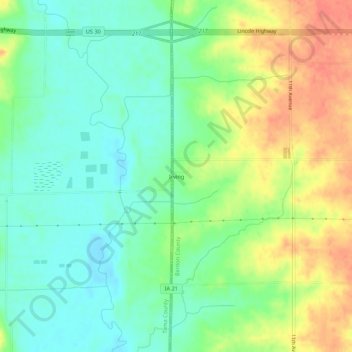 Mappa topografica Irving, altitudine, rilievo