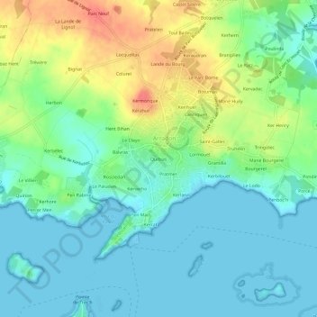 Mappa topografica Quibias, altitudine, rilievo