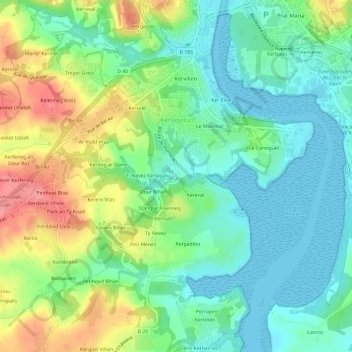 Mappa topografica Alez Keraval, altitudine, rilievo