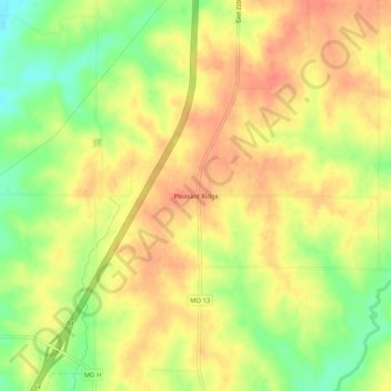 Mappa topografica Pleasant Ridge, altitudine, rilievo