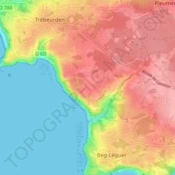 Mappa topografica Keravel, altitudine, rilievo