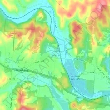 Mappa topografica Enterprise, altitudine, rilievo
