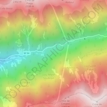 Mappa topografica Les Pontes, altitudine, rilievo