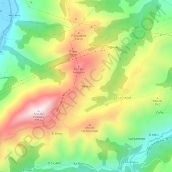 Mappa topografica Moutas, altitudine, rilievo