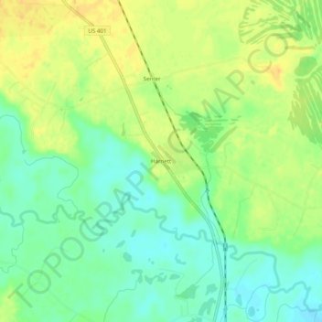 Mappa topografica Harnett, altitudine, rilievo