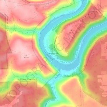 Mappa topografica Kennerdell, altitudine, rilievo