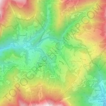 Mappa topografica Zambla Bassa, altitudine, rilievo