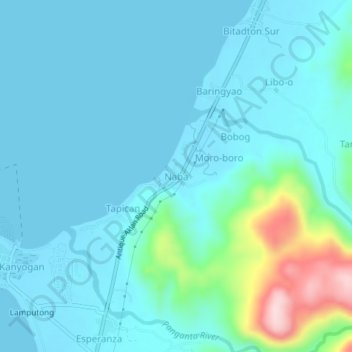 Mappa topografica Naba, altitudine, rilievo