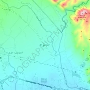 Mappa topografica Ruparan, altitudine, rilievo