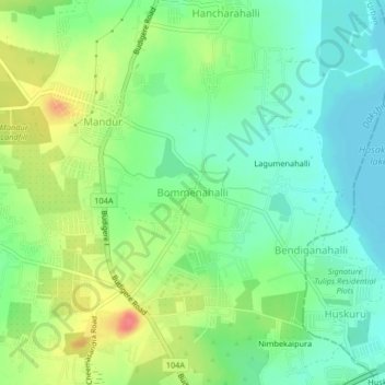 Mappa topografica Bommenahalli, altitudine, rilievo