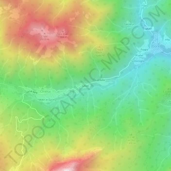 Mappa topografica Gavaz, altitudine, rilievo