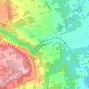 Mappa topografica Glen Huron, altitudine, rilievo
