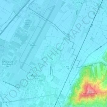 Mappa topografica Hugsweier, altitudine, rilievo