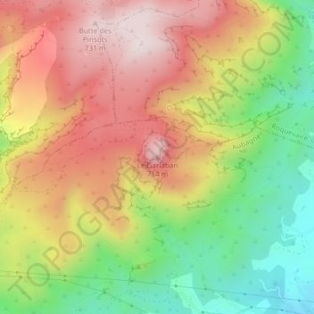 Mappa topografica Le Garlaban, altitudine, rilievo