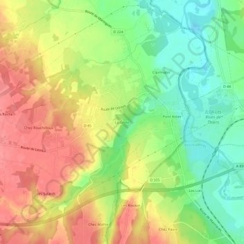 Mappa topografica La Grole, altitudine, rilievo