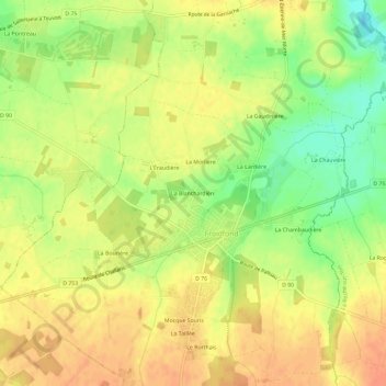 Mappa topografica La Blanchardière, altitudine, rilievo