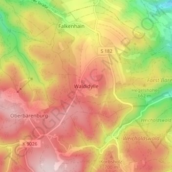 Mappa topografica Waldidylle, altitudine, rilievo