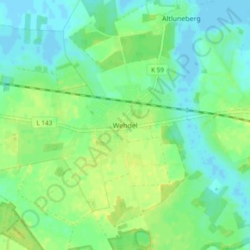 Mappa topografica Wehdel, altitudine, rilievo